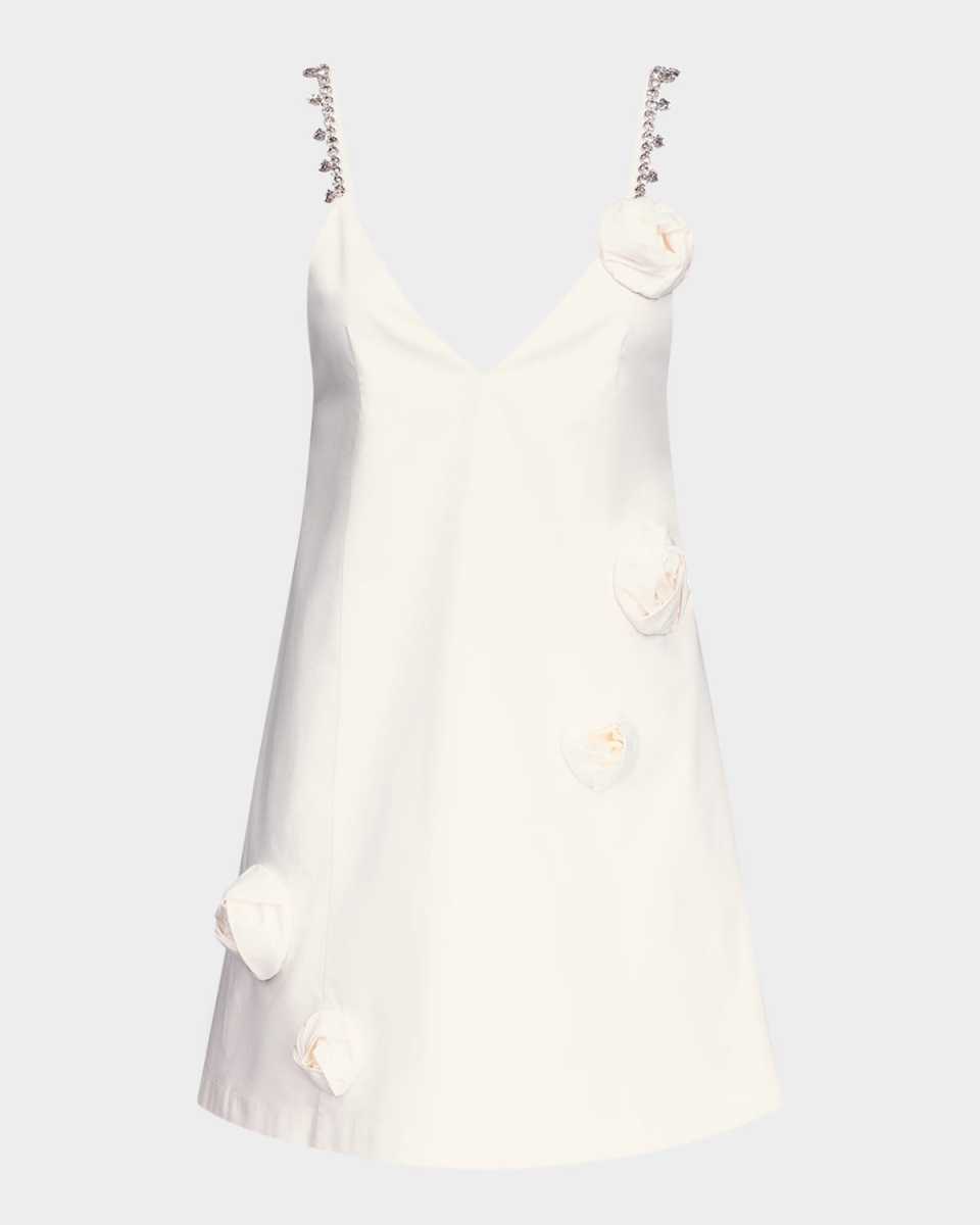 Crystal Rosette Poplin Mini Dress
